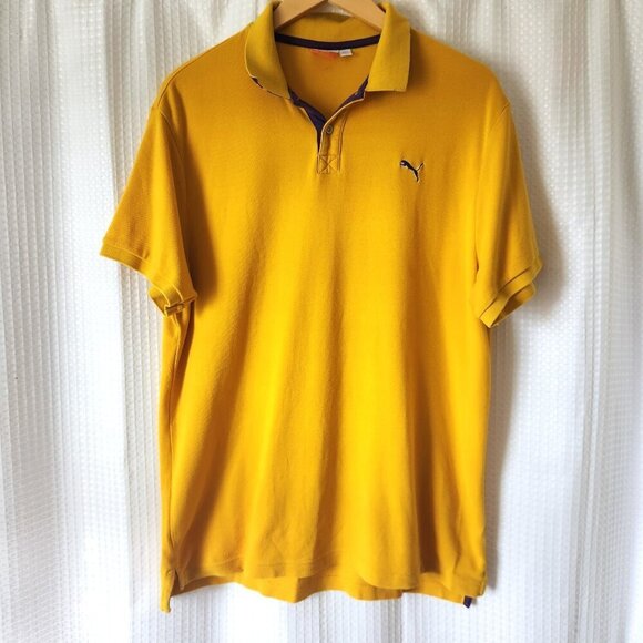 Puma sport Lifestyle Polo Shirt Men's Size Large Yellow Short Sleeve 2 B… - Picture 1 of 13